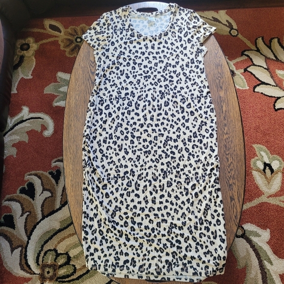 Time and Tru Leopard Brown Print Bodycon Maternity Dress Size Women Maternity L - Picture 8 of 12